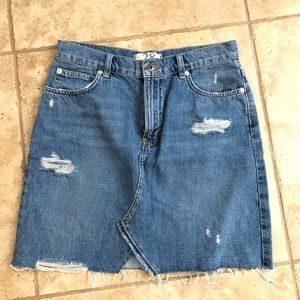 NWOT Free People Frayed Denim Skirt size 28